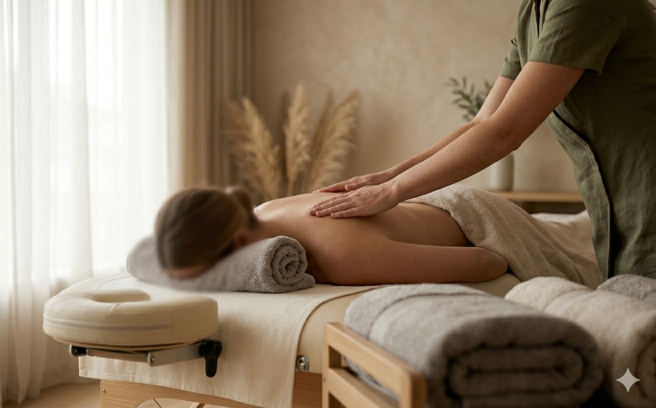 Afslappende massagebehandling med fokus på velvære